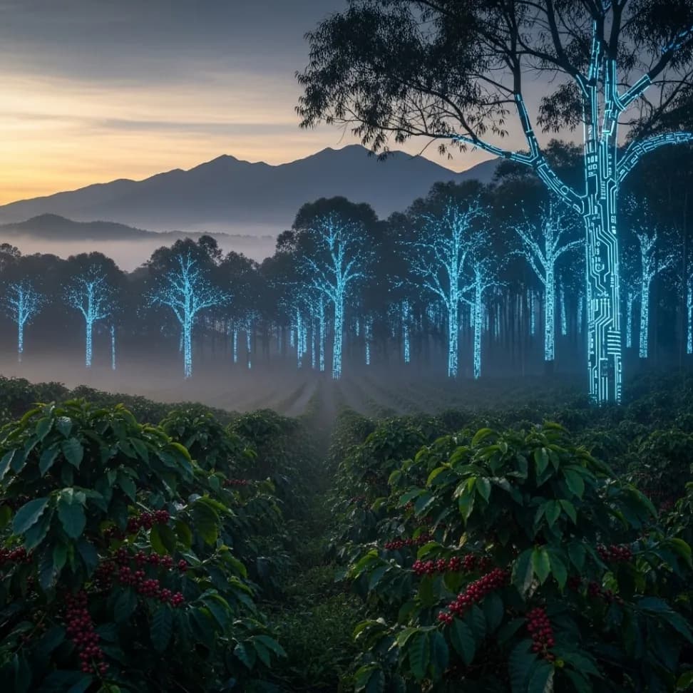 Captura de pantalla de la plataforma Koffe AI mostrando sus funciones inteligentes